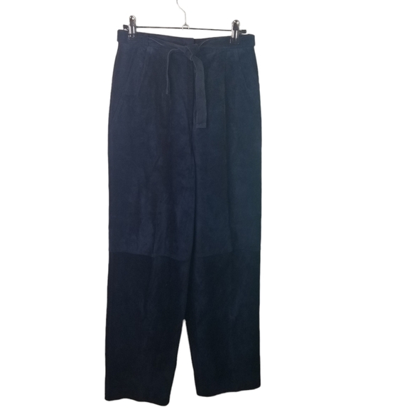 Vtg 80s blue suede trousers pants - Picture 1 of 13